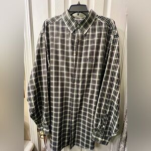 Men's Roundtree Yorke XXLT Black and White Plaid Shirt.